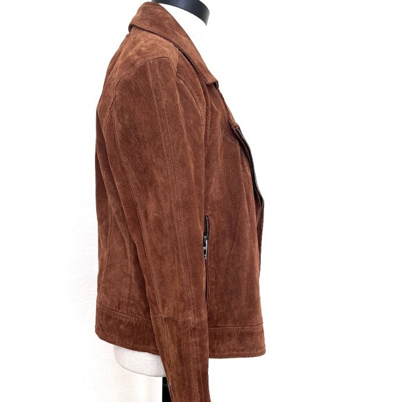 Blank NYC Moto Suede Jacket - Dark Camel - Zip Front - Size Medium - Picture 4 of 10
